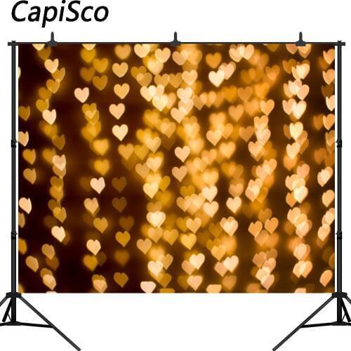Capisco photo background golden hearts love ValentineS Day for newborn backdrop for wedding photography photocall vinyl