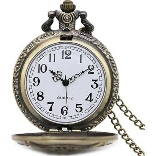 Men Women Steampunk Vintage Fire Fighter Necklace Pendant Quartz Pocket Watch