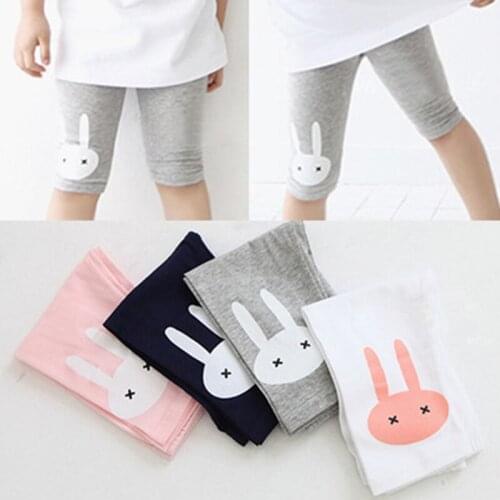 Girls Knee Length Leggings Baby Children Candy Color Basic Thin Rabbit Kids Pants