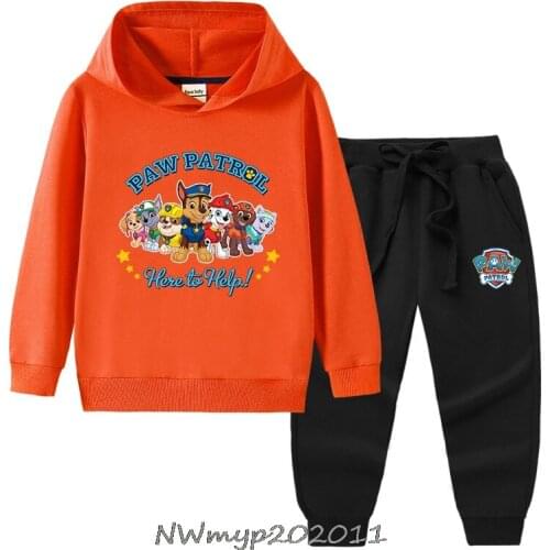Kids Sports Suit PAW PATROL Childrens Hooded Jacket +Trousers set Casual Student Clothing Suit