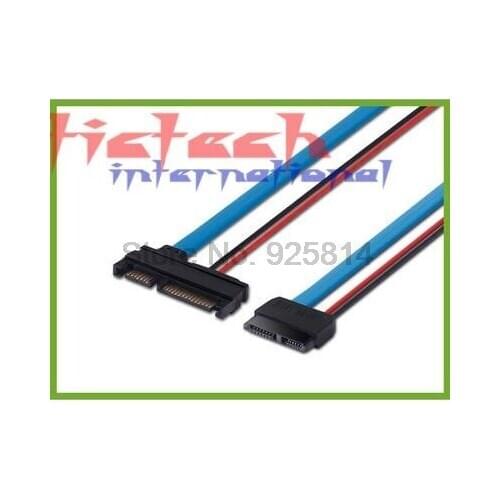 By dhl or ems 500pcs SATA 5V Cable Serial ATA 22Pin 7+15 Male to Slimline SATA 13Pin 7+6 Female Connector Converter 30CM