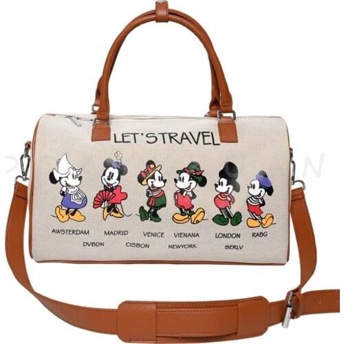 Disney Mickey cartoon canvas handbag Minnie ladies mens messenger bag large capacity shoulder bag