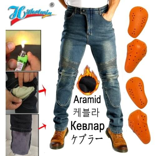 Wearable Windproof Winter Warmer Motorcycle Trousers Casual Mens Motorbike Motocross Road Knee Protective waterproof Moto Jeans
