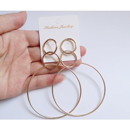BLIJERY Hyperbolic Big Round Circles Drop Earring For Women Punk Geometric Statement Boucles d'oreil Long Dangle Earrings Gifts