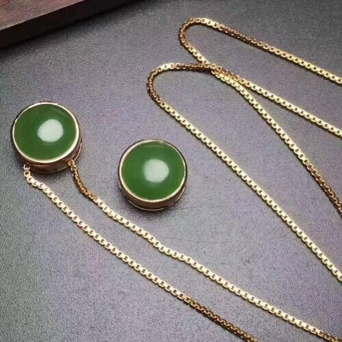 Natural green jasper Pendant natural gemstone pendant 925 sterling silver Simple compact small round girl party gift ,jewelery