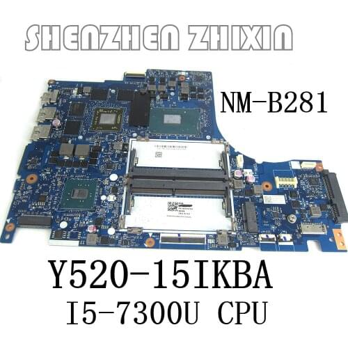 Yourui For Lenovo Legion Y520-15IKBA laptop motherboard W/ I5-7300H CPU AMD RX560 GPU DDR4 Mainboard DY515 NM-B281 motherboard
