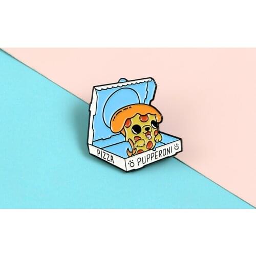 Surprise Pizza Box Pins Puppy pizza Cute Enamel Metal Pins Cartoon Brooches Badges Lapel Clothes Women Pins Jewelry Trendy Gifts