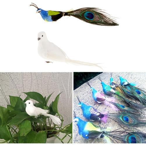 Handmade Cute Small Artificial Pigeon & Colorful Peacock Birds Ornament Garden Decor Gift