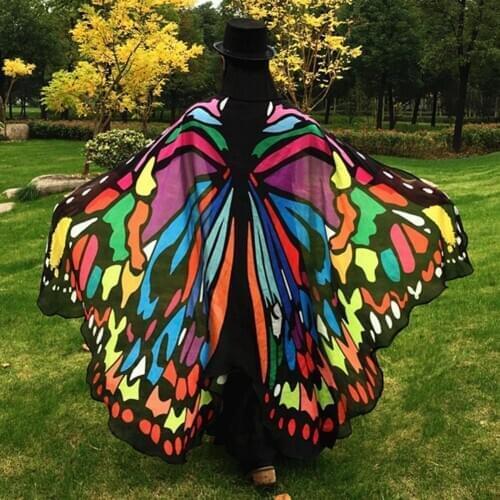 Fashion Butterfly Wing Beach Towel Cape Scarf for Women Christmas Halloween Gift silk-veils dance shawl scarf dance accessories