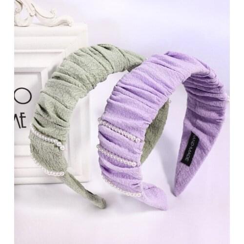 2020 Vintage Fold Pearl Bezel Hair Band Women Headband Girls Hair Accessories Hoop Hair Clips Hairband opaska do wlosow headwear