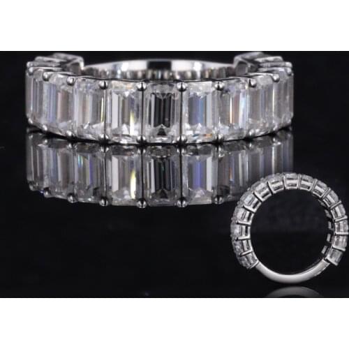 PT950 Moissanite ring Moissanite Gemstone emerald cutting Engagement Ring