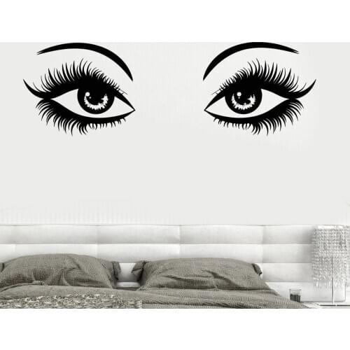 Lash Vinyl Wall Stickers Eyebrows Decals Eyelashes Girls Room Decoration Beauty Salon Window Decoration Eyes O61
