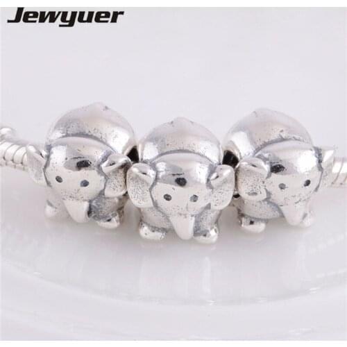 Wholesale elephant Charms 925 Sterling Silver Jewelry assessories fit European Style Bracelets & Necklaces DIY Making BE070