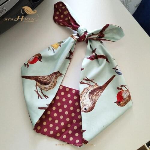 SISHION 2021 Birds Print 50S Women Hairband Cotton Retro Vintage Hair Accessories for Party Pin Up Rockabilly Wire Scarf VD1899