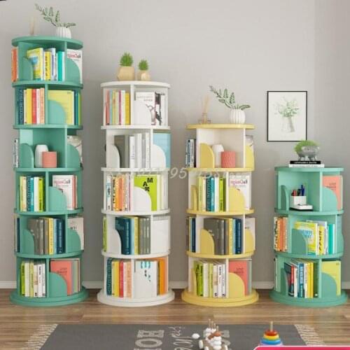 Rotating Bookshelf Landing 360 Degrees Simple Childrens Baby Storage Picture Book Rack Simple Student Bookcase