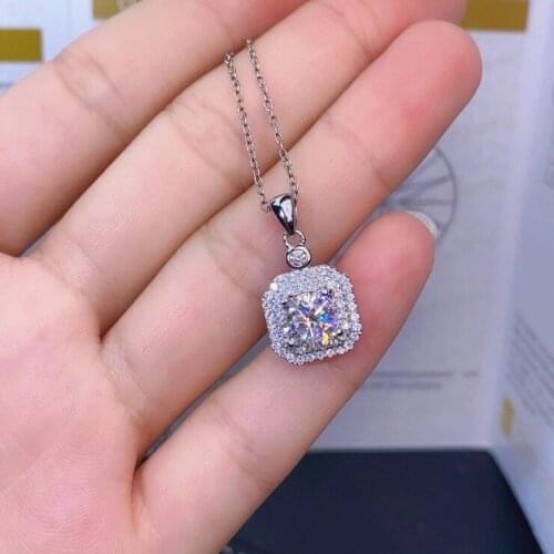 1ct moissanite Round 6.5mm color EF 925 silver plated rose gold womens bubble Necklace
