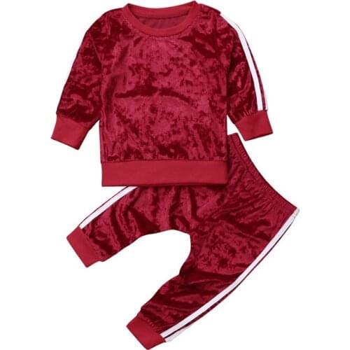 Winter Fashion Baby Girl Clothing Set Kids Coat Tops Hoodies+Pants Velvet Outfits Set
