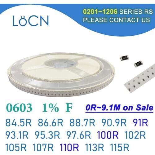 0603 1% 5000PCS SMD Resistor F 84.5R 86.6R 88.7R 90.9R 91R 93.1R 95.3R 97.6R 100R 102R 105R 107R 110R 113R 115R 1608 OHM