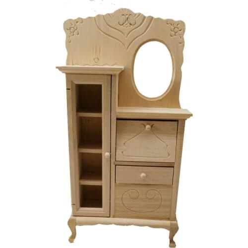 1/12 Wooden DollHouse Dressing table Furniture Toy For Dolls Ob11 Mini Cabinet Doll House Accessories Toys For Girls