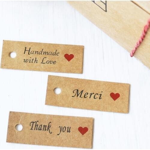 100pcs Thank You Kraft Paper Tags Party Decoration Merci Gift Hang Labels Paper Cards DIY Handmade Garment Tag