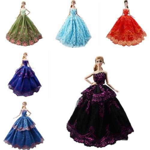 11.5" Fashion Lace Wedding Dress for Barbie Doll Clothes Outfits Princess Party Gown Dancing Vestidos Kids & Baby DIY Toys Gifts