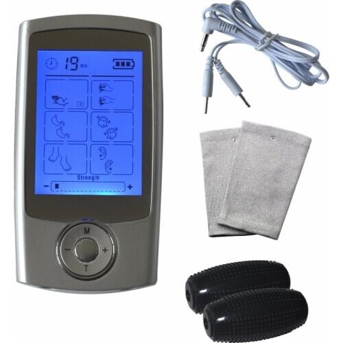 16 Modes TEN/EMS Physiotherapy Smoothing Burn Fat Massager Reduce Pain+Therapy Knee Pads+Massage Roll Ball