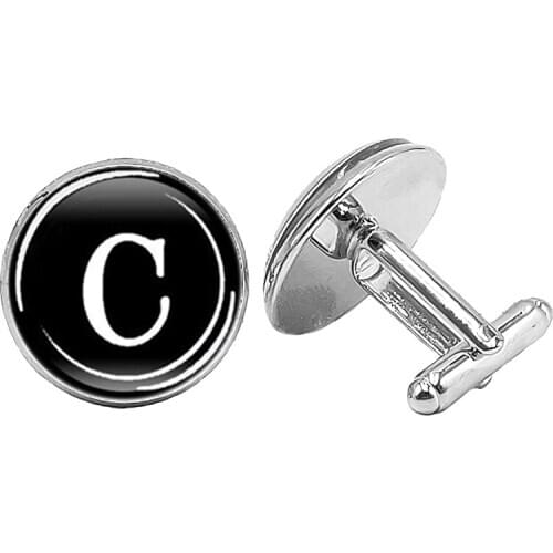 2020 Fashion Charm 26 Letter A-Z Cufflinks Glass Cabochon Mens Cufflinks Mens Jewelry Gift Bracelet