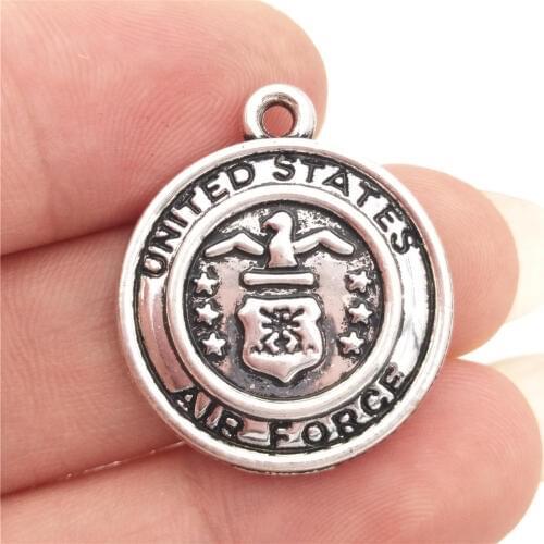 BULK 30pcs Lots Zinc Alloy Metal US Air Force Charms United States Patriotic Military Medal Pendants DIY Jewelry 20*23mm 4.7g