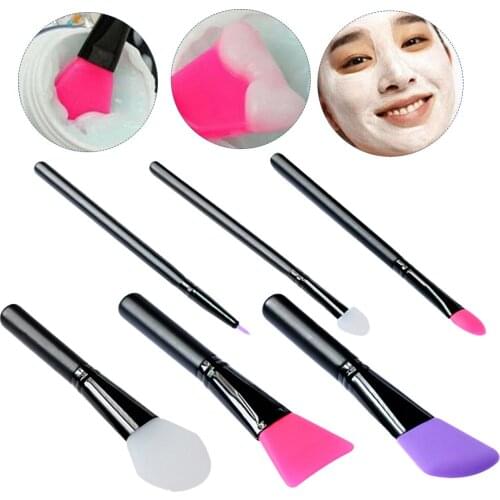 6Pcs Silicone Makeup Brush Soft Facial Mud Mixing Stick Reusable DIY Beauty Applicator Tools