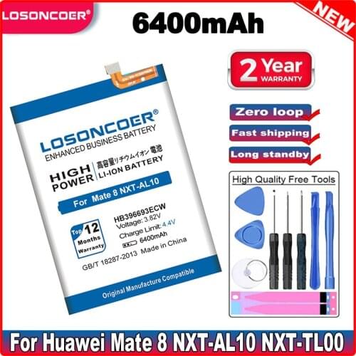 LOSONCOER 6100mAh HB396693ECW PHONE Battery For Huawei Mate 8 NXT-AL10 NXT-TL00 NXT-DL00 NXT-CL00 mate8 NXT-L09 NXT-L29