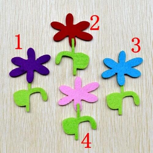 200pcs/lot about 7*5 cm 4 color Felt applique non - woven cute 6 disc Flowers wedding decoration scrapbooking Accesories, 66