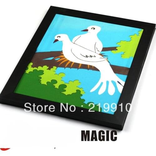 Free shipping Dove Out From Board / Dove Picture To Real Dove / Stage Magic , Magic Trick