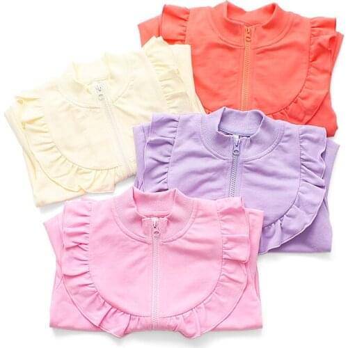 Spring Autumn Girls Casual Jackets Solid Outerwear Fashion Printing Candy Color Windbreaker Children Clothing Cute Girls Coat