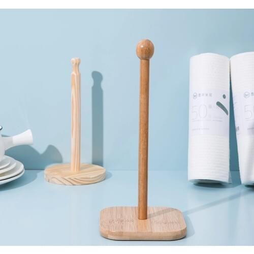 31cm Wooden Roll Paper Towel Holder Vertical Stand Napking Pack Home Bathroom Kitchen Toilet Storage Accessories