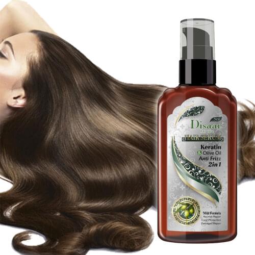 120ml No-Wash Keratin & Olive Hair Care Essential Oil Nourishing Brighten Deeply Repair Hair Roots Conditioning Scalp Stabilizes