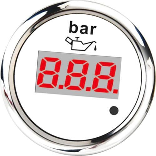 Electronic Universal Oil Pressure Press Gauge Meter 2inches 52mm 0BAR-10BAR for Car Vehicle Auto - White