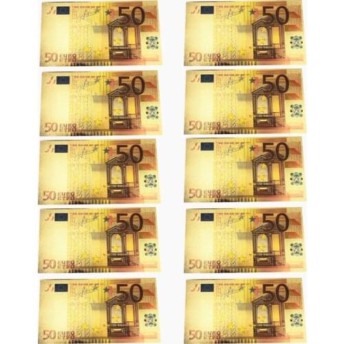 Euro Fake Gold World Currency Paper Bill 50 European Gold Foil Bank Note Money April Fools' Day Kidding Gift Banknote Collection