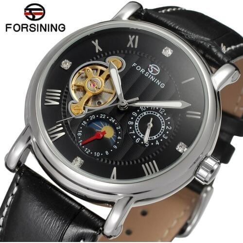 FSG800M3S4 Forsining brand Automatic watch with moon phase gift box free shipping high quality fashion dress watch