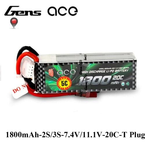 Gens ace 3S Lipo Battery 1800mAh 11.1V 20C Deans Plug Battery Pack for Helicopter Small 1:16 Car E dedicated