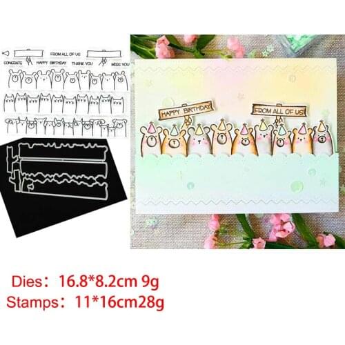 A Group of Animals Stamp and Dies 2021 Transparent Clear Silicone Stamp Cutting Die Set for DIY Scrapbooking Photo Decorative