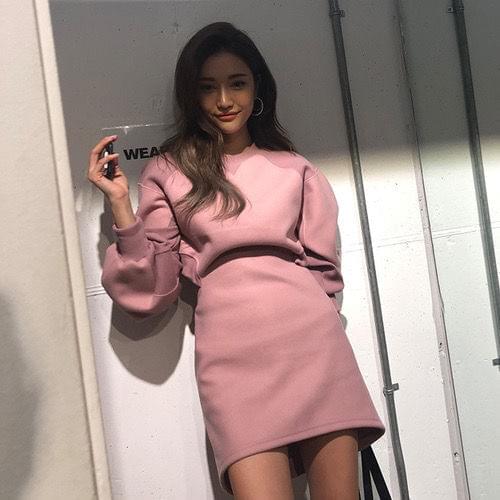 Hstar Spring Autumn Korean Fashion Sexy Casual Loose Plus Cashmere Keep Warm Lantern Sleeve Back Hollow Pullover Mini Dresses