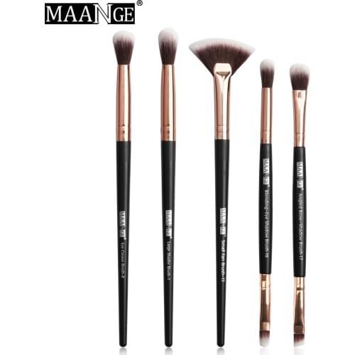 MAANGE 5 Pcs Eye Shadow Makeup Brushes Blending Eyebrow Lip Brush Kit Fan Shape Eyebrow High Quality Cosmetic Makeup Tools