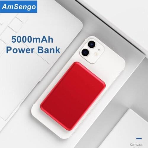 Amsengo Magnetic Power Bank Magnet Wireless Chargers For iPhone 12 Pro Max Fast Charging 5000mAh Portable Mobile Phone Battery