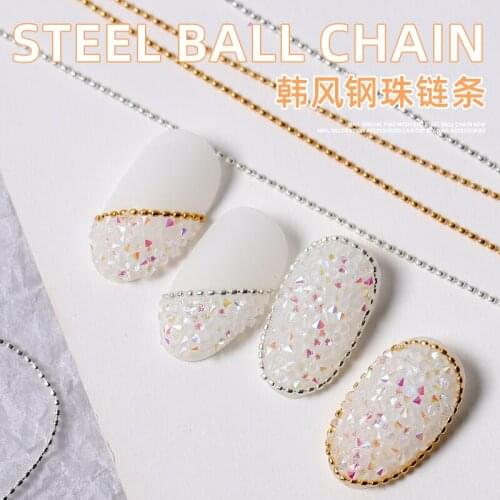 3D Metal Chain Nail Art Decorations Gold/Silver Alloy Crystal Beads Nail Chains DIY UV Gel Design Manicure Jewelry Accessory