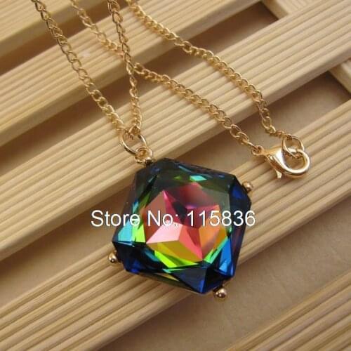 Fashion exquisite big crystal necklaces pendants Gold Color Plated long chain necklace for women new sweater chain wholesale