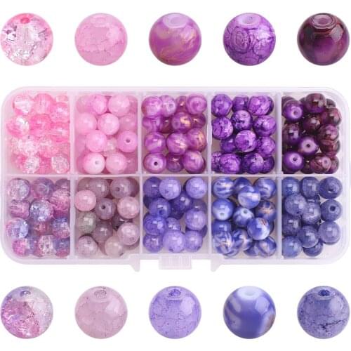 Box Set 200Pcs 8mm Natural Stone Purple Amethysts Round Loose Beads for Jewelry Making DIY Handmade Charm Bracelet Necklace