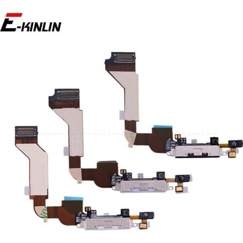 Bottom Charger Port Dock For iPhone 5 5S 5C 4 4S USB Plug Charging Connector With Microphone Headphone Audio Jack Flex Cable