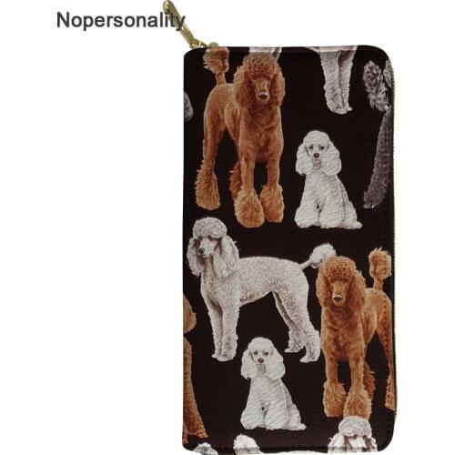 Nopersonality Leather Poodle Pug Dog Print Wallets for Women Long Female Purse Organizer Credit Card Holders with Phone Pocket