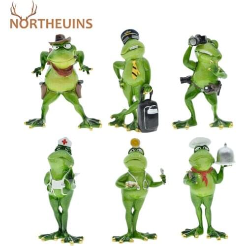 NORTHEUINS Resin 1 Pcs Frog Anthropomorphic Professional Style Creative Figurines Room Decorative Nordic Cute Desktop Ornament