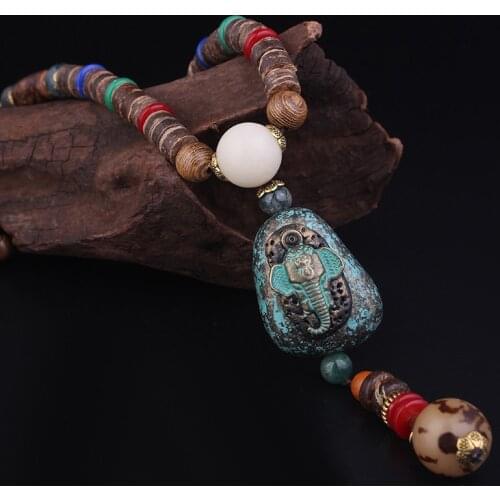 New Buddha vintage necklace,Nepal jewelry,fashin elephant ethnic necklace, handmade sandalwood wooden beads necklace